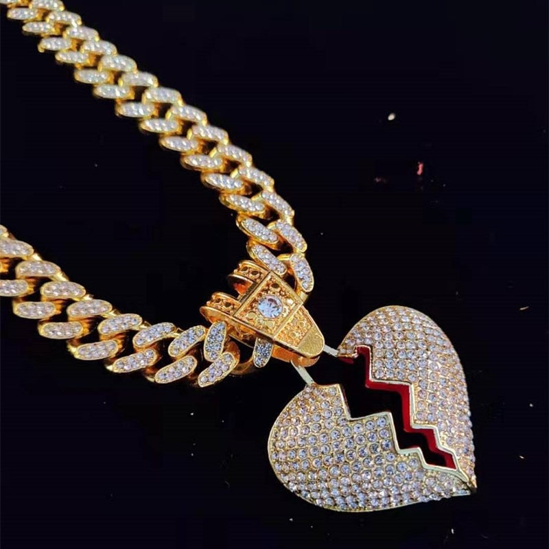 Collier unisexe Heartbroken Hip Hop Iced Out