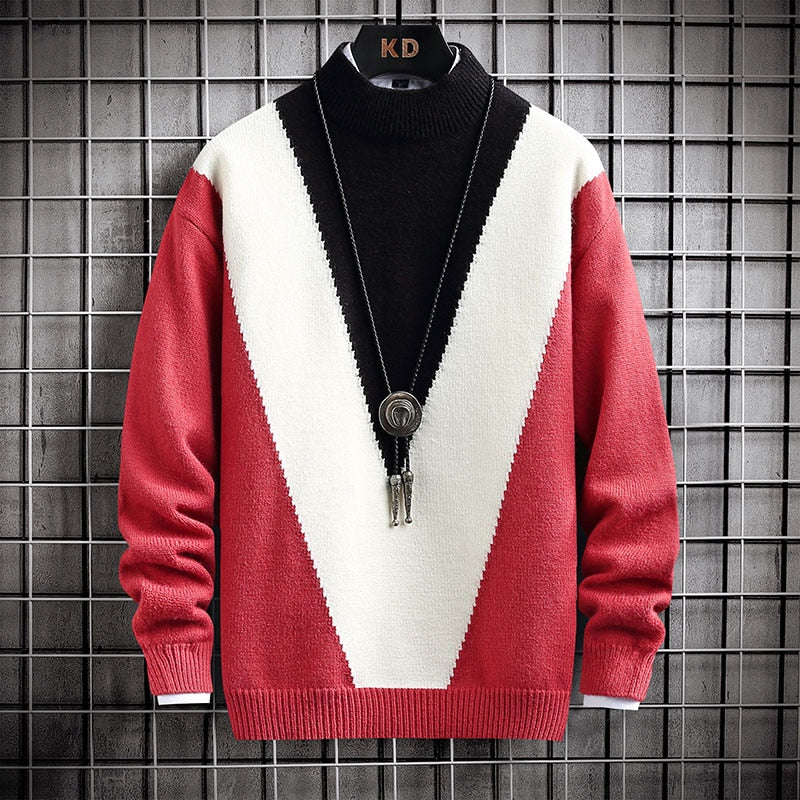 Pull homme en cachemire coupe slim color block 