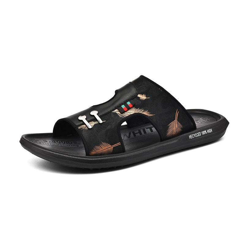 SSX Sandalias planas de cuero informales de verano para hombre