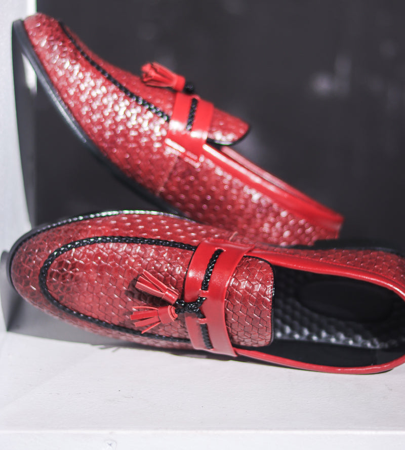 Men's Tassel Plaid Faux Leather Loafers