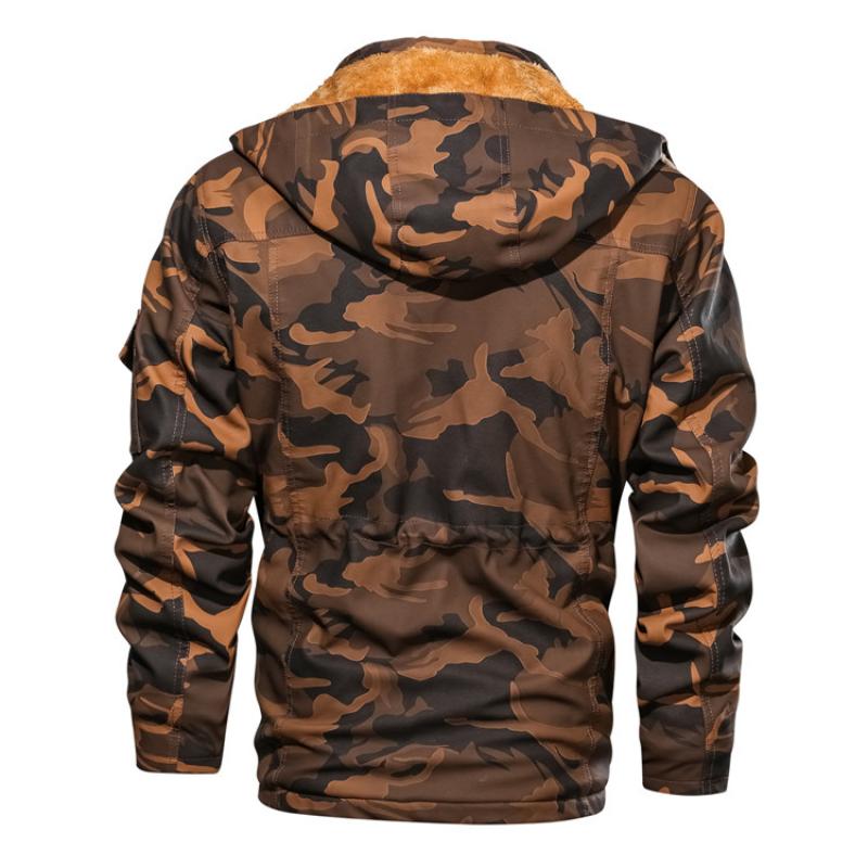 Men's Faux Leather Fleece Camouflage Jacket