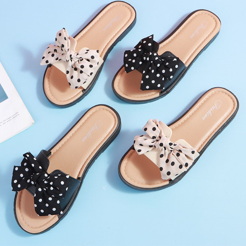 Women's Dot Details Bow Knot Slippers