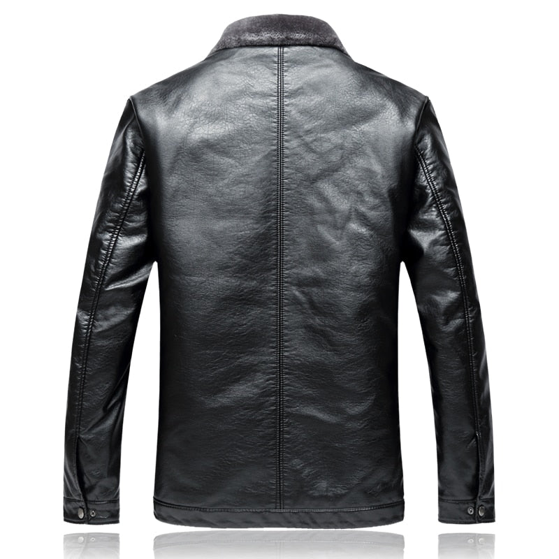 Men's Faux Leather Slim Fit Fleece Interior Jacket