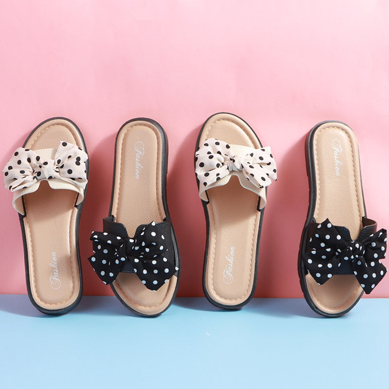 Women's Dot Details Bow Knot Slippers