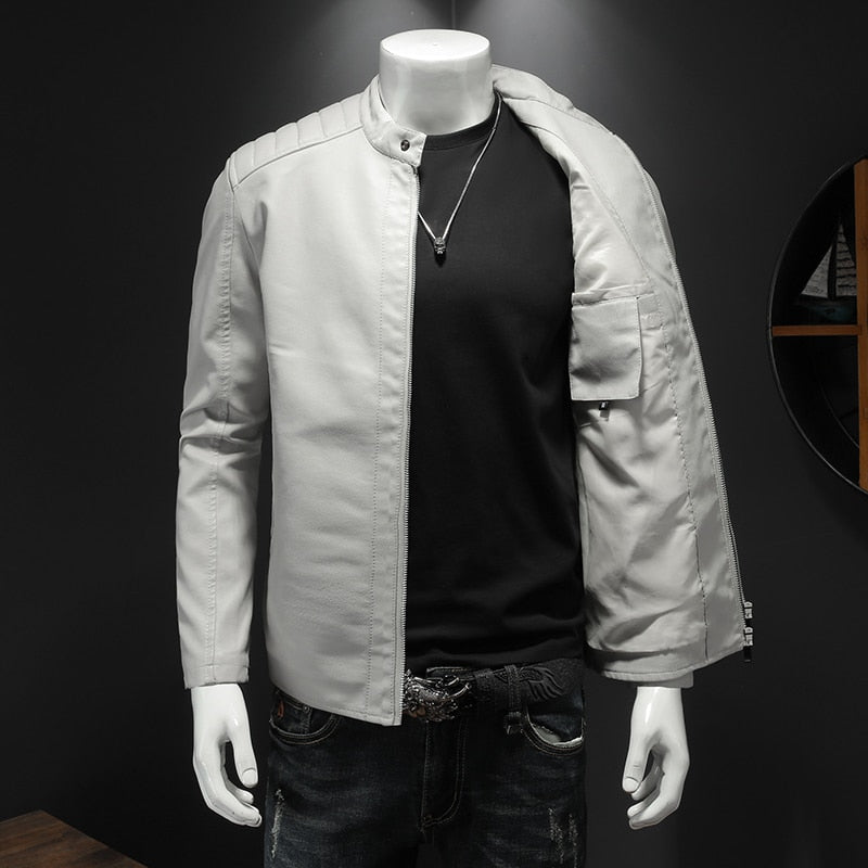 PHO Chaqueta ligera de piel sintética para hombre