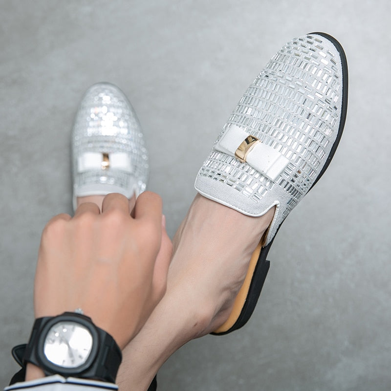 Men's Bling Details Backless Loafers