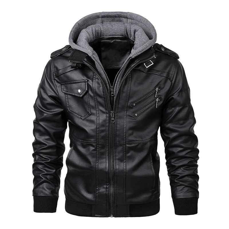 KB Men's Faux Leather Autumn Casual Jacket