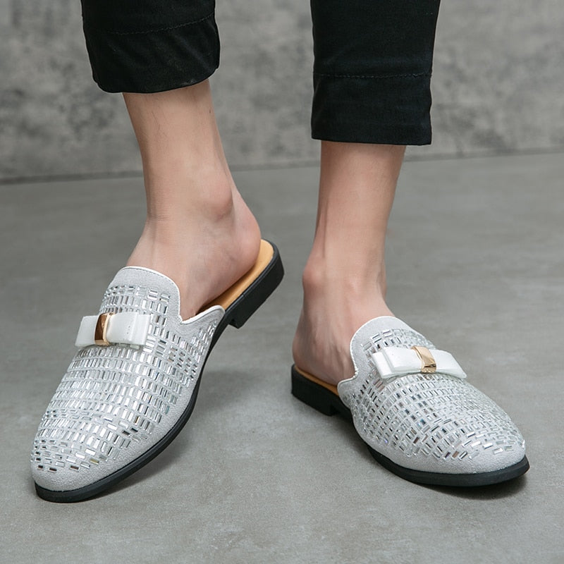 Mocasines sin espalda con detalles brillantes para hombre