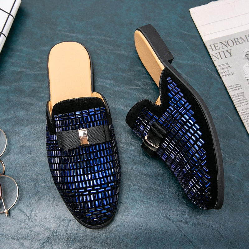 Mocasines sin espalda con detalles brillantes para hombre