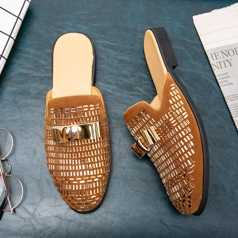 Men's Bling Details Backless Loafers