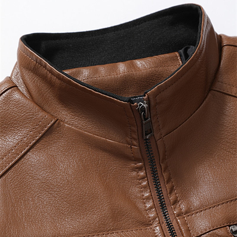 Chaqueta de piel sintética con cuello alzado entallada Fashionista para hombre