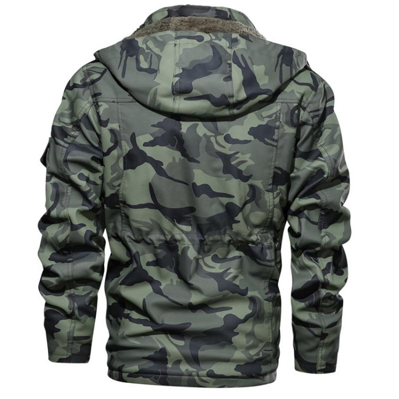 Veste camouflage en polaire imitation cuir pour homme 