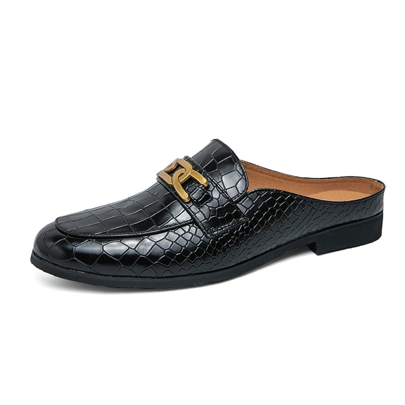 UYO Men's Genuine Leather Backless Loafers