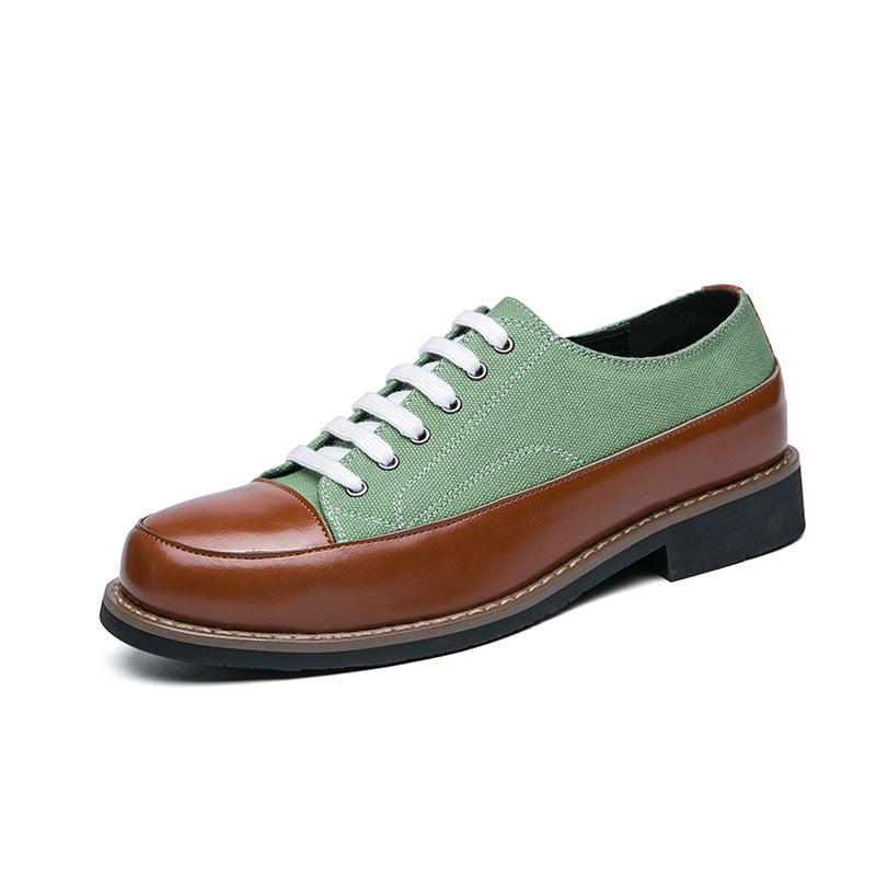 Oxfords de piel auténtica con cordones y plataforma baja para hombre