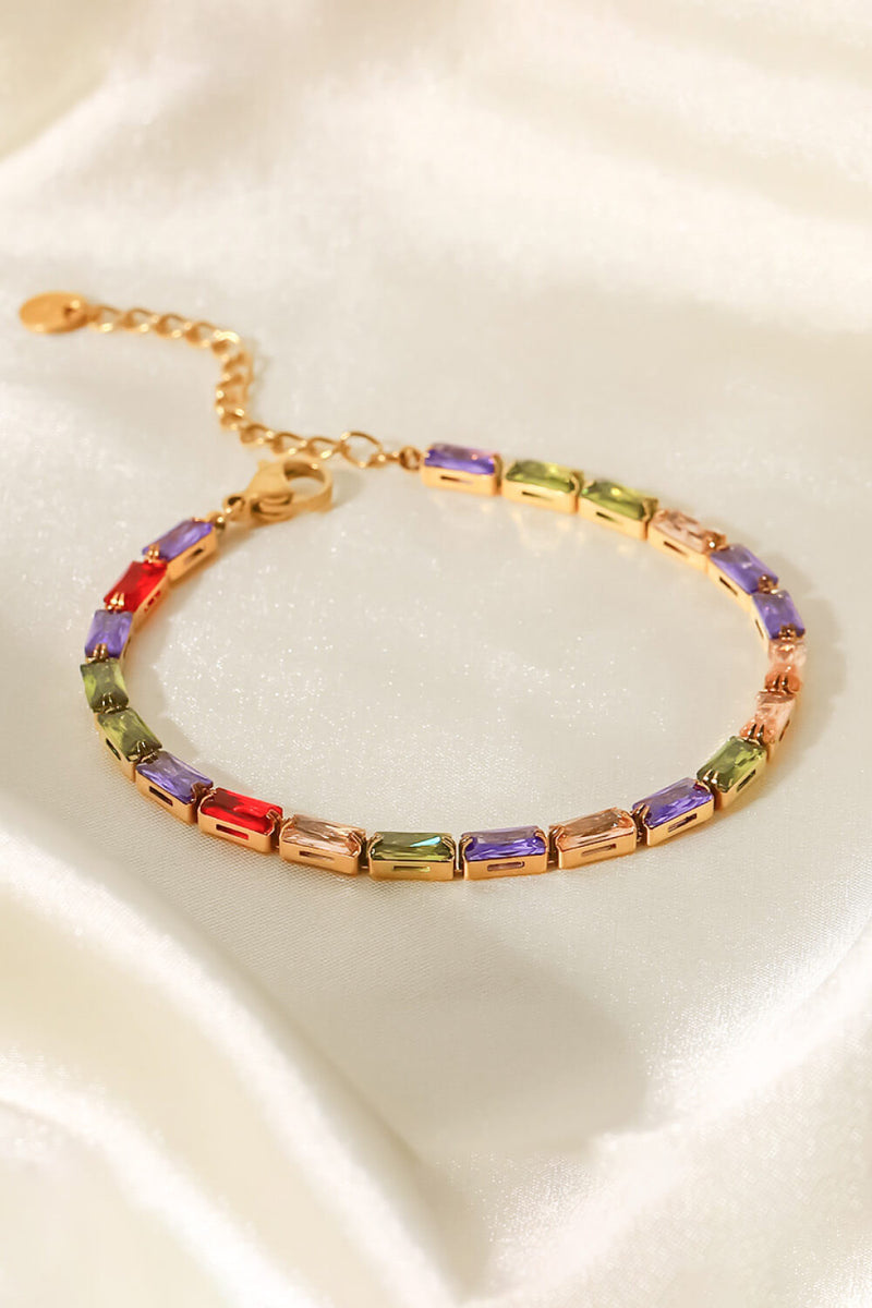 Bracelet Zircon Cubique Multicolore Plaqué Or 18K