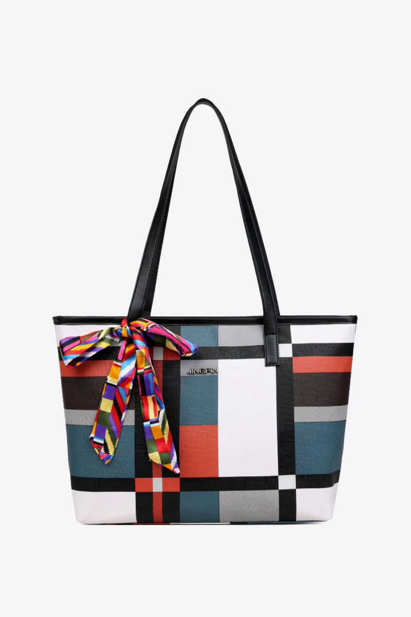 Sac fourre-tout en cuir PU avec détail de cravate en bloc de couleur Adored