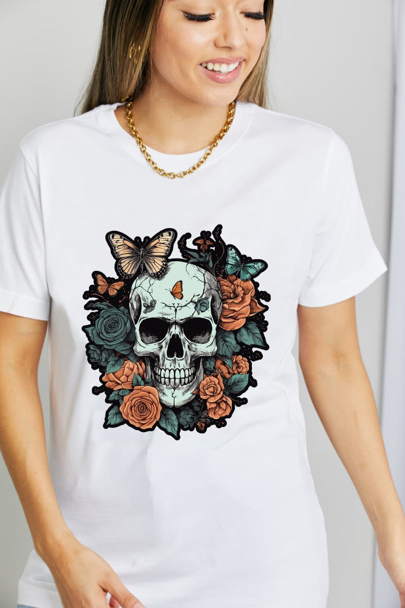 Simply Love Simply Love T-shirt en coton avec motif tête de mort pleine taille