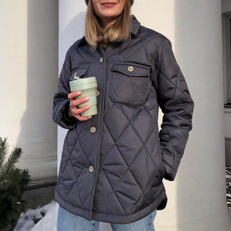 C19 Women's Button Down Winter Coat - AM APPAREL