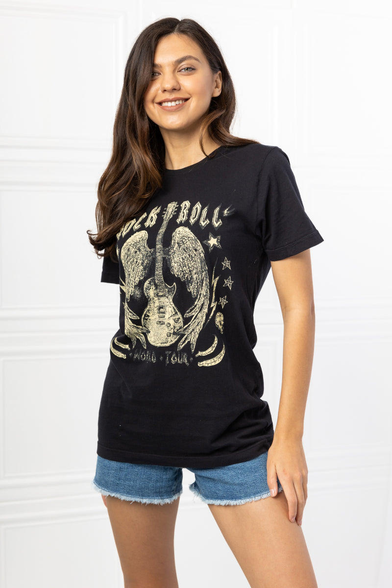 mineB T-shirt graphique Rock &amp; Roll pleine grandeur