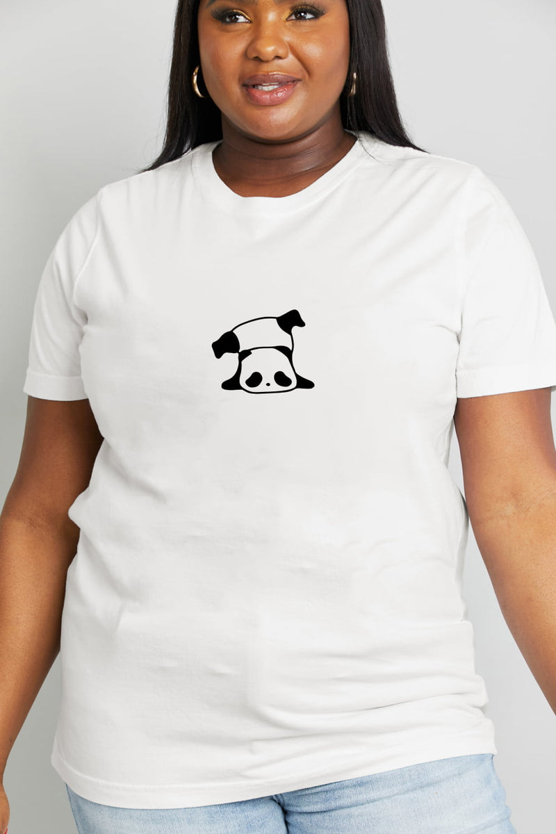 Camiseta de algodón con estampado de panda de tamaño completo de Simply Love
