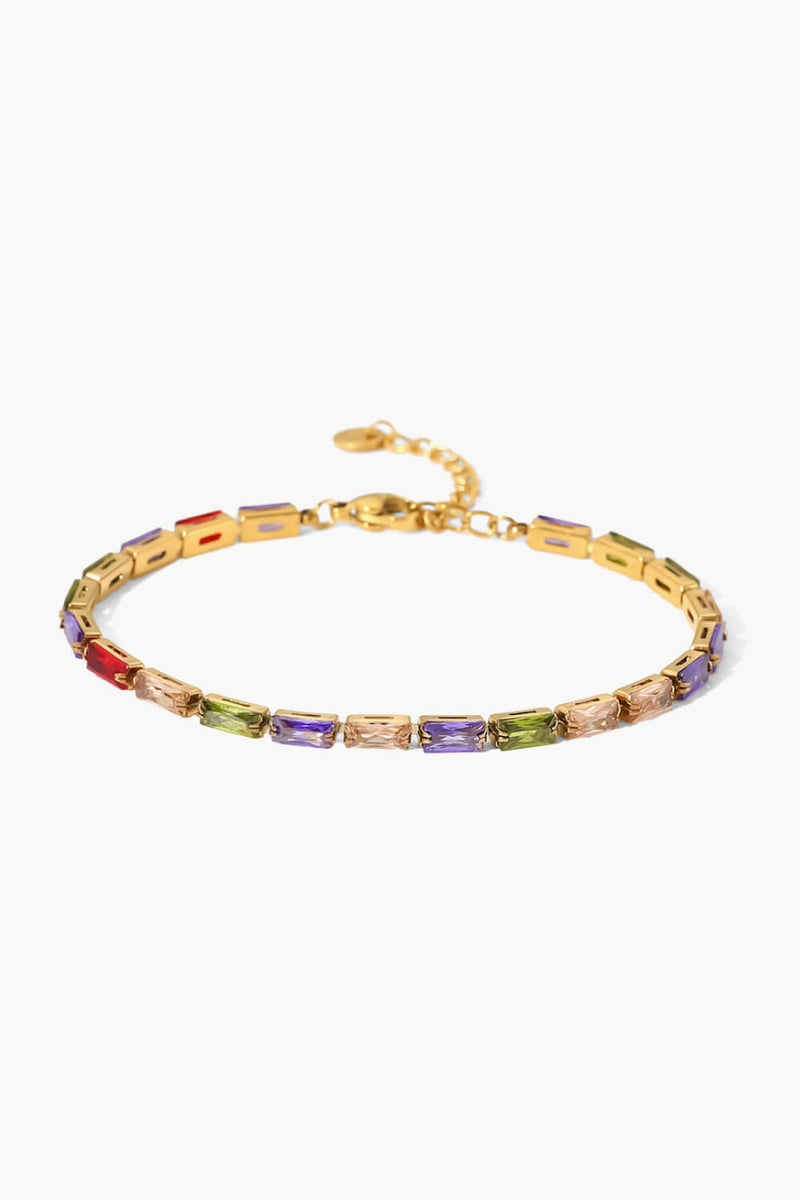 Pulsera con circonitas multicolores chapadas en oro de 18 quilates