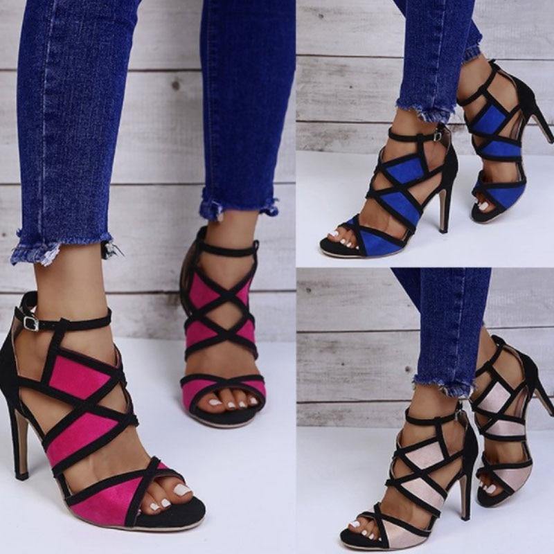 Chill Night Cross Strap High Heel Sandals - AM APPAREL