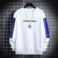 "Doing Well" Letter Print Men's Patchwork Sweatshirt - AM APPAREL