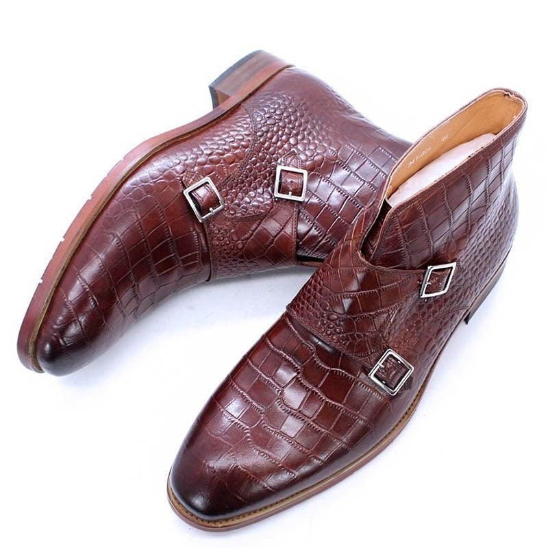 DW Men's Fashion Genuine Leather Monk Strap Boots - AM APPAREL