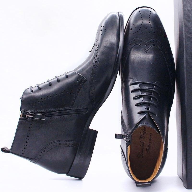 DW Men's Luxurious  Genuine Leather Ankle Boots - AM APPAREL