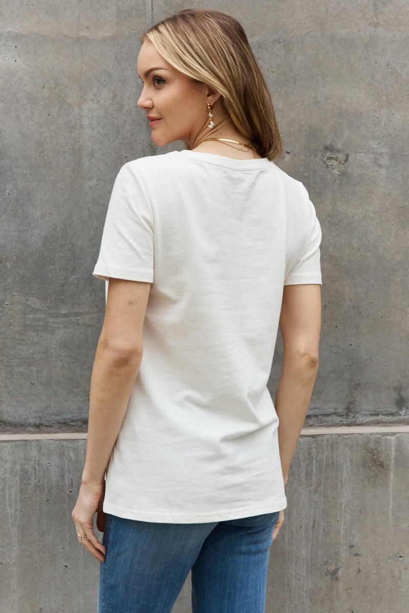 Camiseta de algodón con gráfico TALK TO THE PAW de tamaño completo de Simply Love