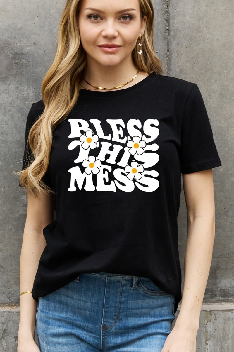 Simply Love Full Size BLESS THIS MESS Graphic Cotton Tee