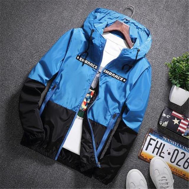 EMBRACE Men's Hooded Patchwork Windbreaker Jacket - AM APPAREL