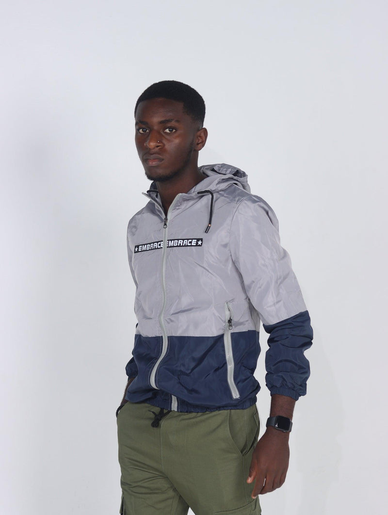 EMBRACE Men's Hooded Patchwork Windbreaker Jacket - AM APPAREL