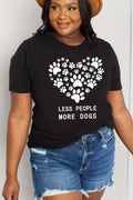 Simply Love Pleine Taille MOINS DE GENS PLUS DE CHIENS T-shirt en coton graphique coeur