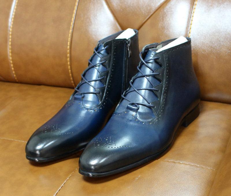 FC Men's Handmade Genuine Leather Ankle Boots - AM APPAREL