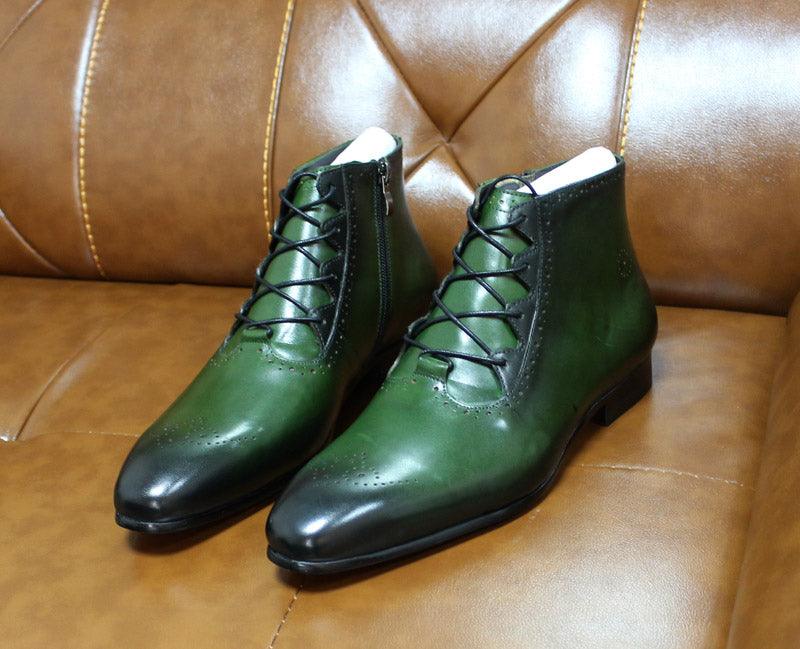 FC Men's Handmade Genuine Leather Ankle Boots - AM APPAREL