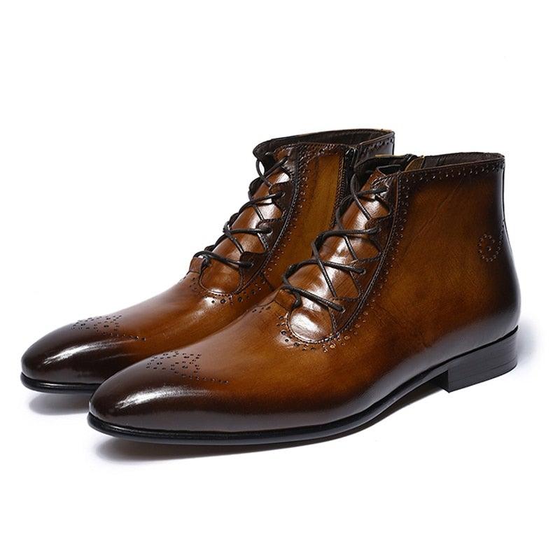 FC Men's Handmade Genuine Leather Ankle Boots - AM APPAREL