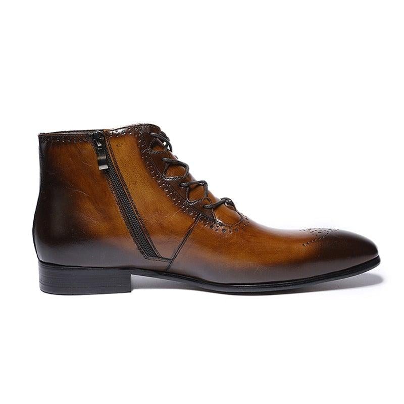 FC Men's Handmade Genuine Leather Ankle Boots - AM APPAREL