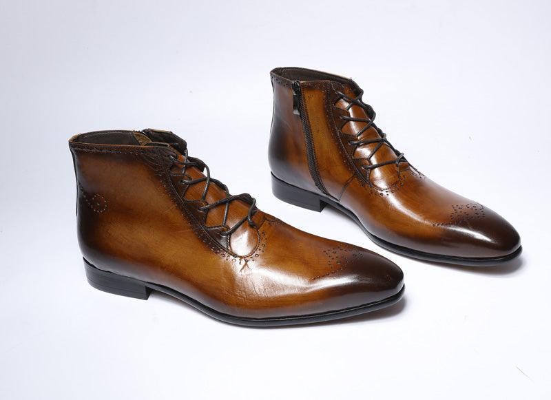 FC Men's Handmade Genuine Leather Ankle Boots - AM APPAREL