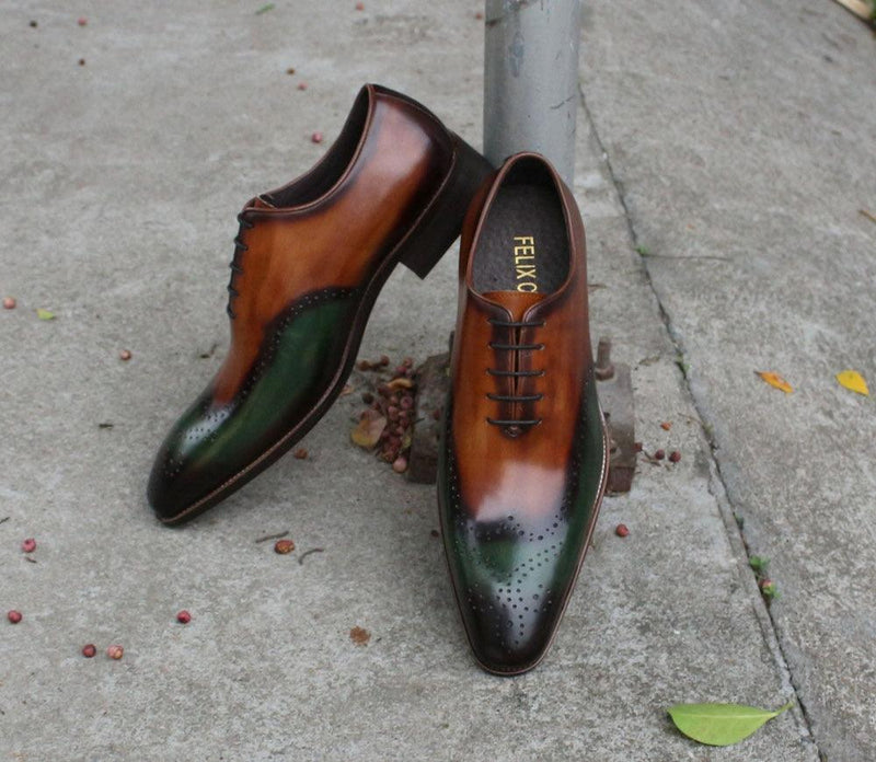 FC Men's Luxury Handmade Calf Leather Wingtip Oxfords - AM APPAREL