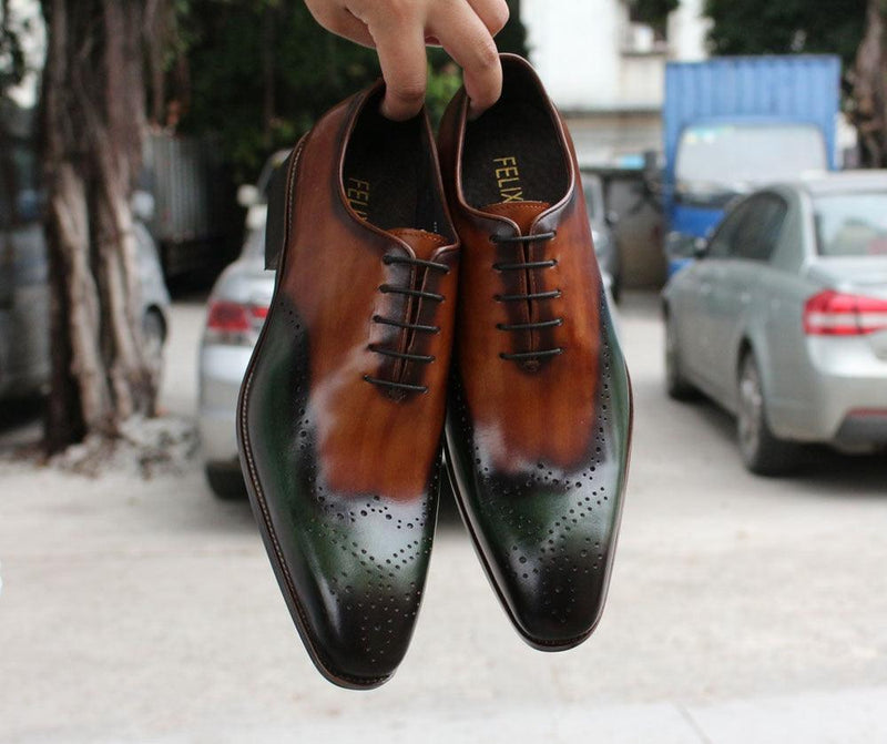 FC Men's Luxury Handmade Calf Leather Wingtip Oxfords - AM APPAREL