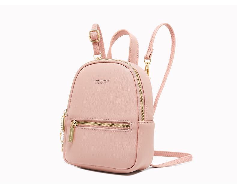 Forever Young Small Designer PU Leather Backpack - AM APPAREL