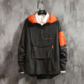 Front Pocket Windbreaker Hooded Jacket - AM APPAREL