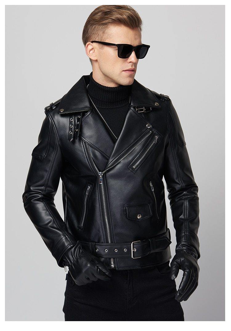 MAUROC Men's Leather Biker Jacket - AM APPAREL