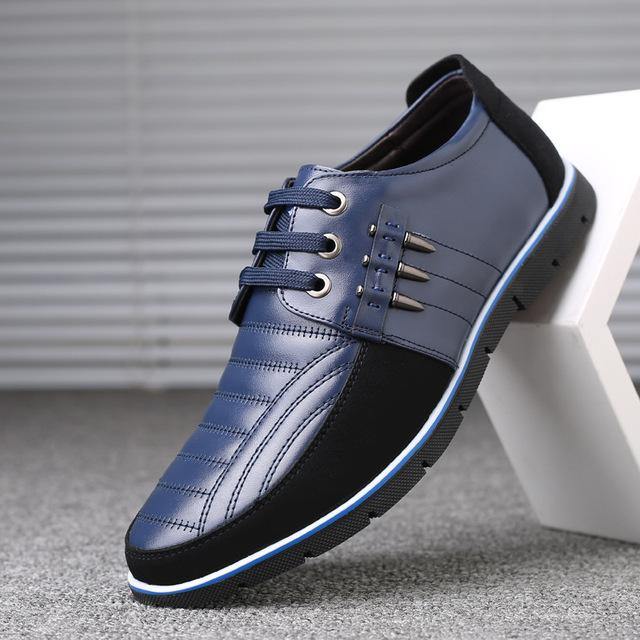 Men Genuine Faux Leather Shoes - AM APPAREL