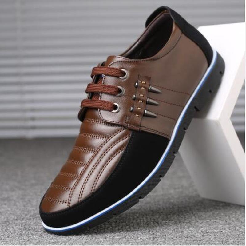 Men Genuine Faux Leather Shoes - AM APPAREL