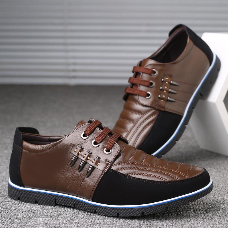 Men Genuine Faux Leather Shoes - AM APPAREL