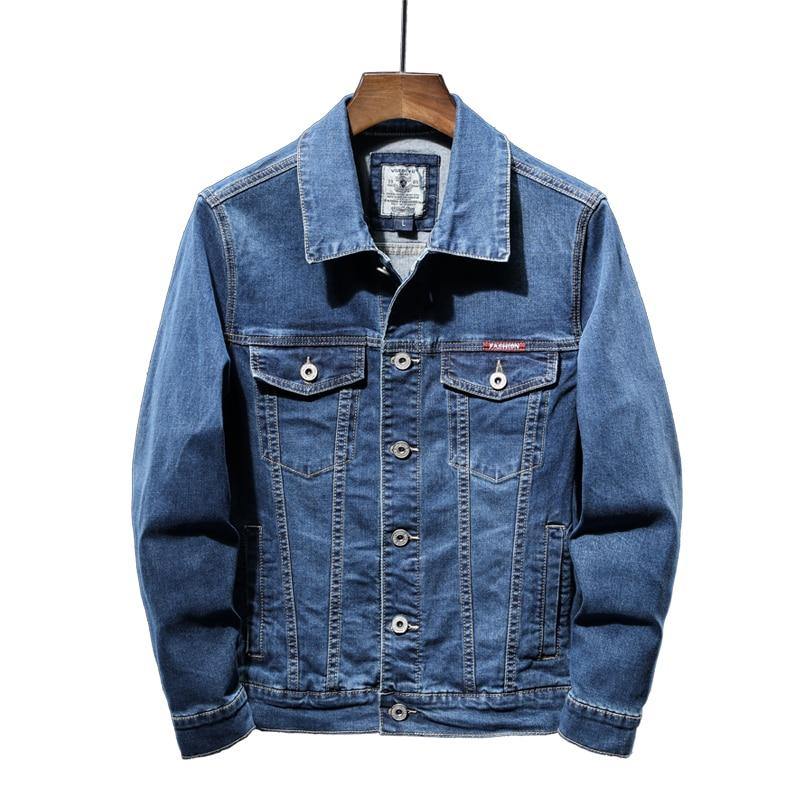 Men's Autumn Casual Blue Denim Jacket - AM APPAREL