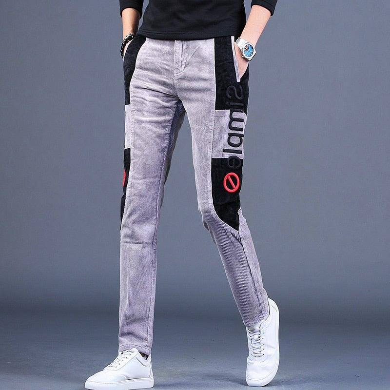 Men's Autumn Embroidery Designer Casual Pants - AM APPAREL