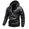 Men's Hooded PU Leather Thick Winter Jackets - AM APPAREL